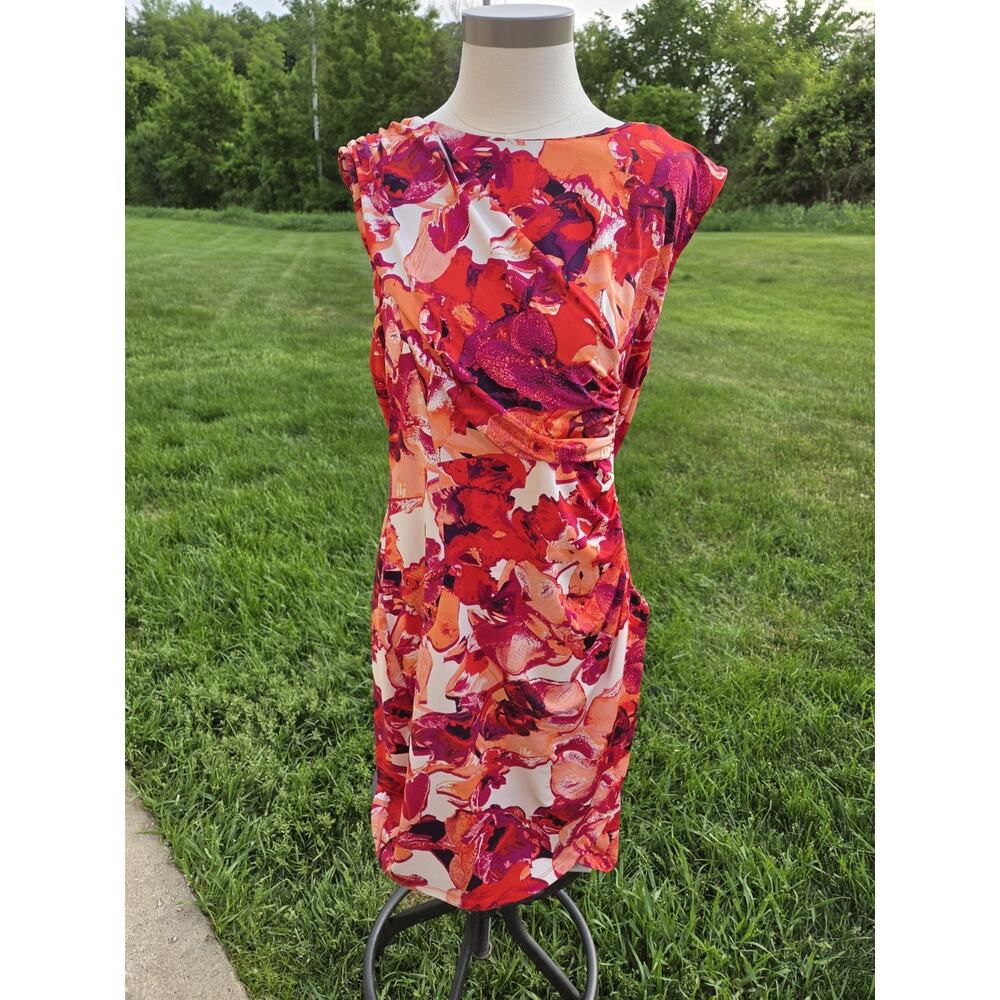Dana Buchman Floral Print Sleeveless Dress Size L Large
